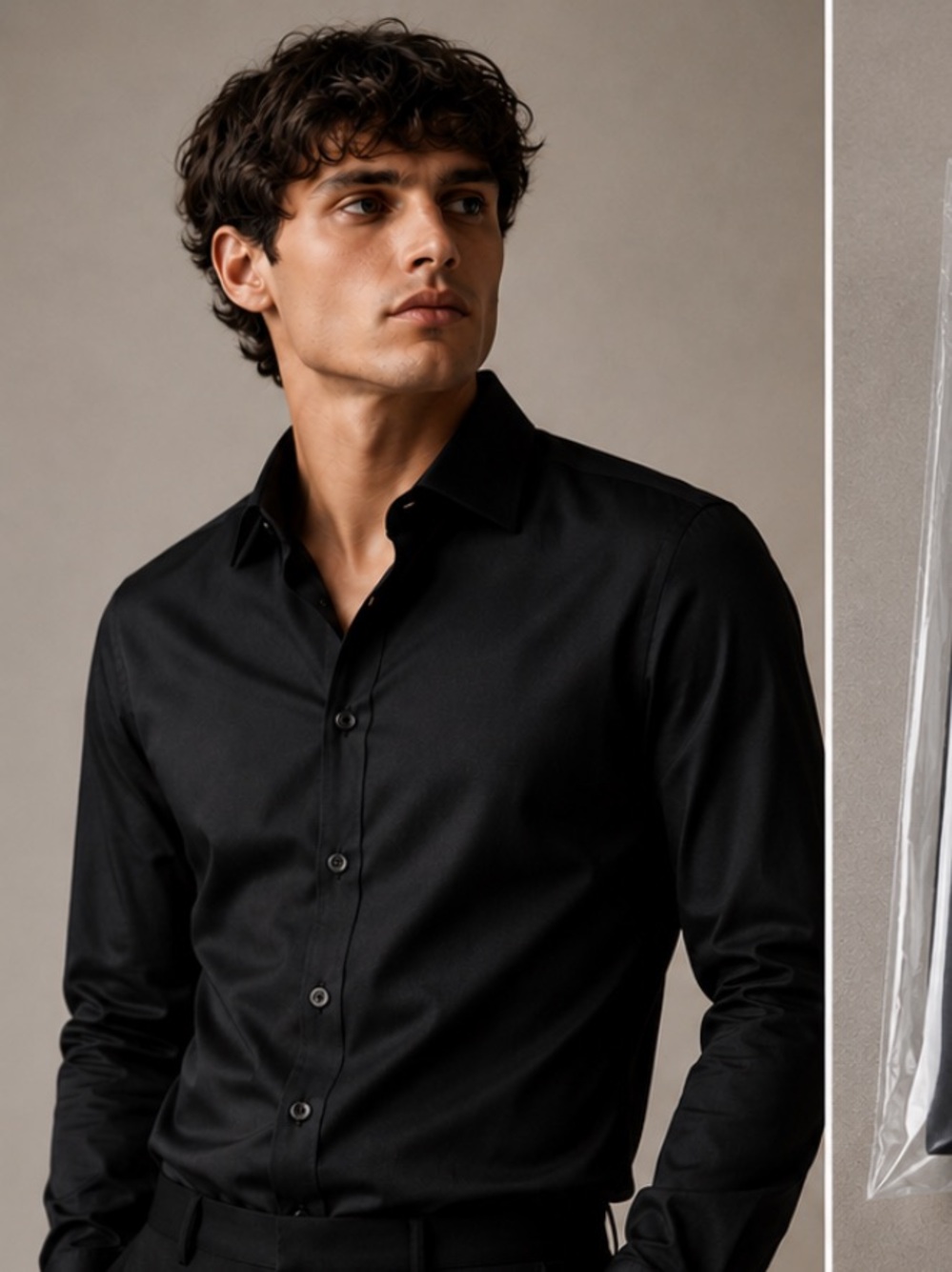 HUGO Black Dress Shirt with Red Brand Tag